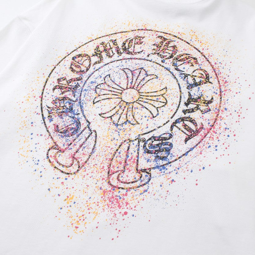 Chrome Hearts T-Shirt Horse Shoe Logo Pocket Dripped White