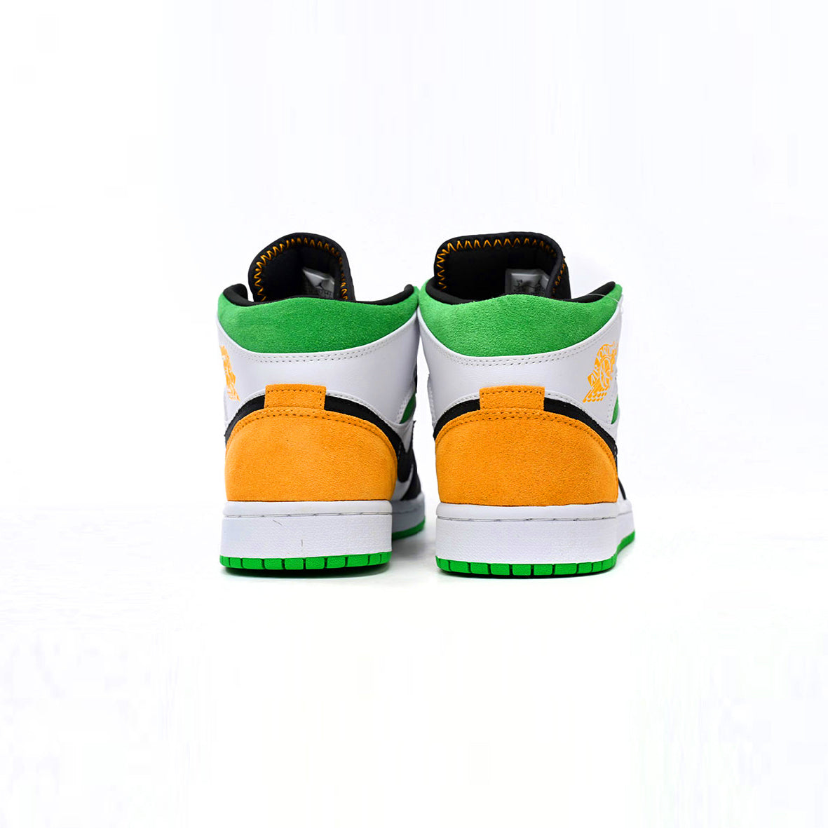 Air Jordan 1 Mid Oakland White, Orange and Green