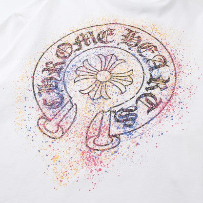 Chrome Hearts T-Shirt Horse Shoe Logo Pocket Dripped White