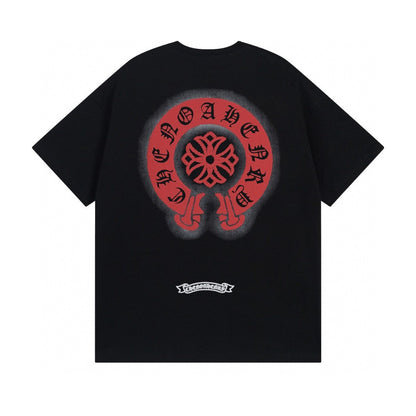 Chrome Hearts T-Shirt Red Horse Shoe Logo Pocket Black