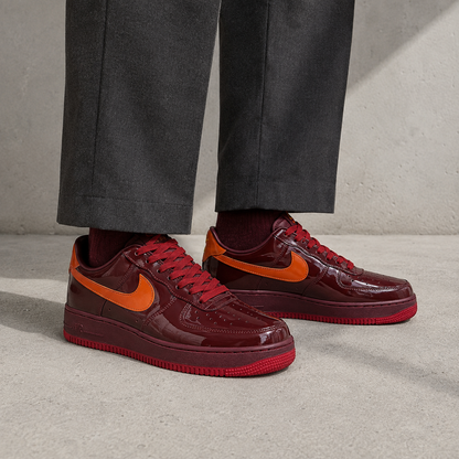 Nike Air Force 1 Low Patent Leather Dark Team Red Safety Orange