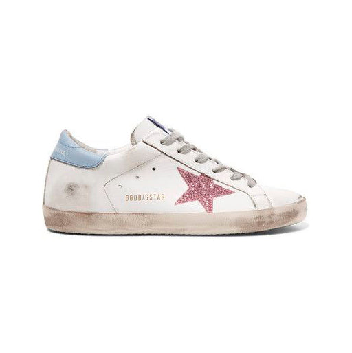 Golden Goose Superstar White Blue Glitter Pink Sky