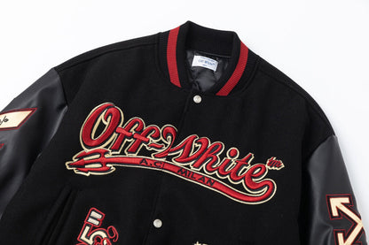 Off-White x AC Milan Varsity Jacket Black and Red