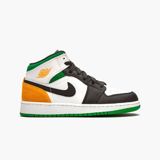 Air Jordan 1 Mid Oakland White, Orange and Green