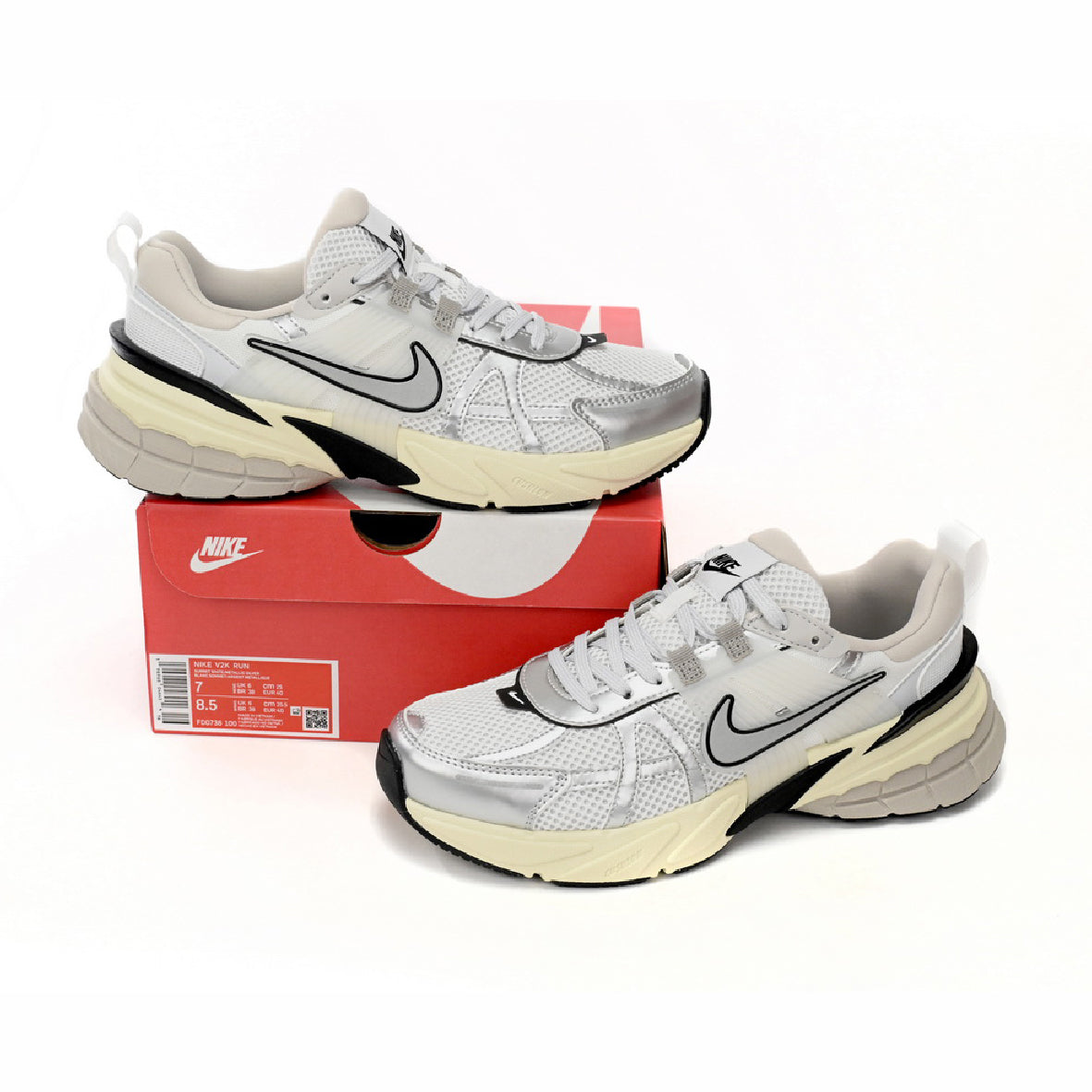 Nike V2K 3XL Summit White and Metallic Silver