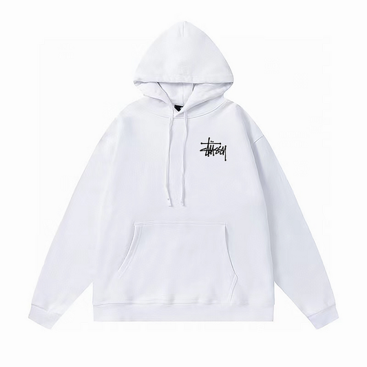 Stüssy Basic Hoodie whit Brand Signature White