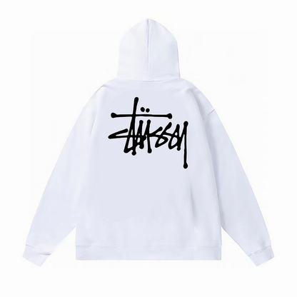 Stüssy Basic Hoodie whit Brand Signature White
